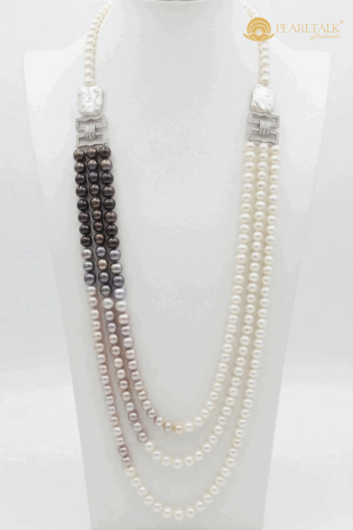 CHUỖI NGỌC TRAI VICTORY 3 MÀU TRẮNG HỒNG TÍM ĐEN 7-8 MM